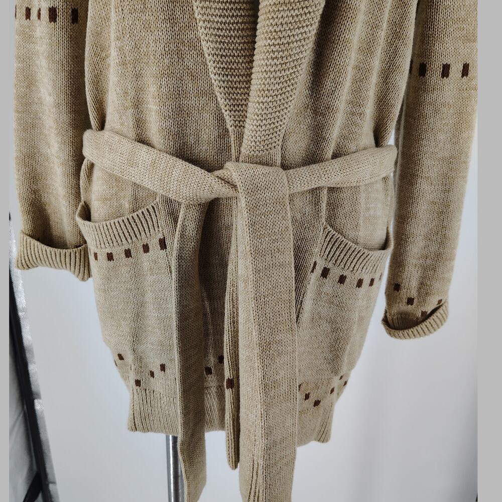 Lauren Ralph Lauren Equestrian Horse Intarsia Belted Cardigan M - Picture 9 of 13